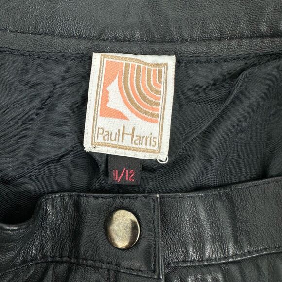 Vintage 90s Womens Pleated Leather Pants Tapered Waist 26” Grunge Minimalist - Picture 4 of 15